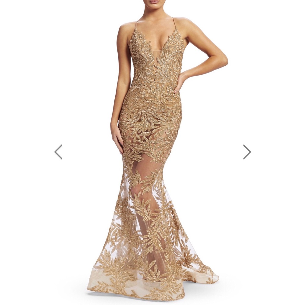 Nadine Merabi Stella Gold Gown- Size S/M